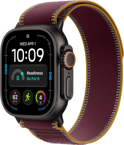 Apple Watch Ultra 4 (2026), 49 мм, корпус из титана цвета «Black», ремешок Trail Loop цвета «Burgundy», бургунди