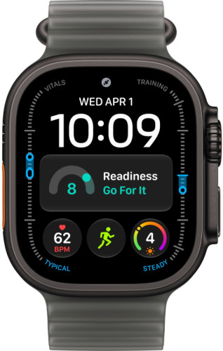 Apple Watch Ultra 4 (2026), 49 мм, корпус из титана цвета «Black», ремешок Ocean Band цвета «TransluBlack», чёрный