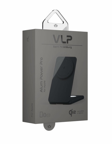 Беспроводное зарядное устройство VLP Alum Power Pro для Apple, черный титан