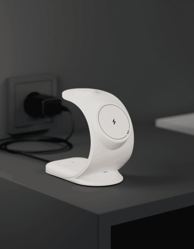 Беспроводное зарядное устройство VLP Powerstand 3in1 Qi2 для Apple Watch, белое