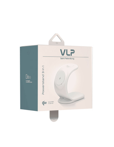 Беспроводное зарядное устройство VLP Powerstand 3in1 Qi2 для Apple Watch, белое