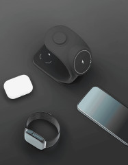 Беспроводное зарядное устройство VLP Powerstand 3in1 Qi2 для Apple Watch, черное