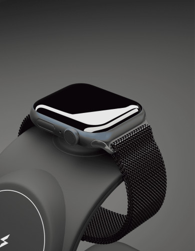 Беспроводное зарядное устройство VLP Powerstand 3in1 Qi2 для Apple Watch, черное