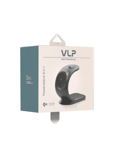Беспроводное зарядное устройство VLP Powerstand 3in1 Qi2 для Apple Watch, черное