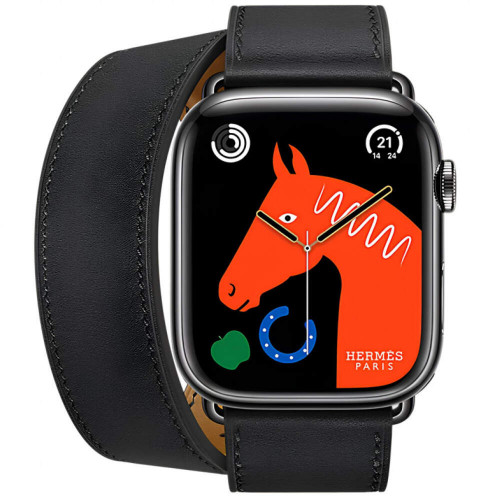 Apple Watch Series 9 Hermes 45mm, корпус из нержавеющей стали (Черный космос)