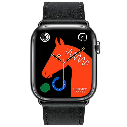 Apple Watch Series 9 Hermes 45mm, корпус из нержавеющей стали (Черный космос)