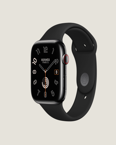 Apple Watch Series 9 Hermes 45 мм корпус из нержавеющей стали цвета серебро (Черный космос)