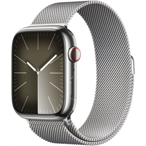 Apple Watch Series 9 GPS + Cellular 45mm, корпус из нержавеющей стали (Серебристый)