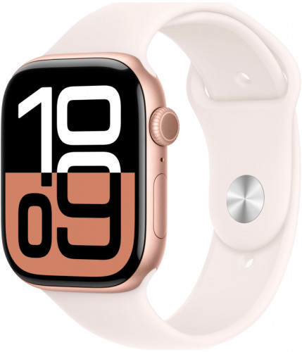 Apple Watch Series 10 46mm, корпус из алюминия (Розовое золото), спортивный ремешок (румянец) M/L