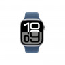 Apple Watch Series 10 42mm, корпус из алюминия (Серебристый), спортивный ремешок (синий деним) S/M