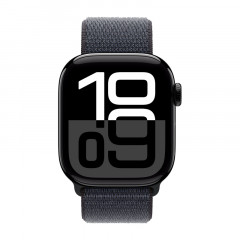 Apple Watch Series 10 42mm, корпус из алюминия (Черный глянец), спортивный браслет темно-синего цвета