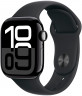Apple Watch Series 10 42mm, корпус из алюминия (Черный глянец), спортивный ремешок черного цвета S/M