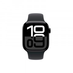Apple Watch Series 10 42mm, корпус из алюминия (Черный глянец), спортивный ремешок черного цвета S/M