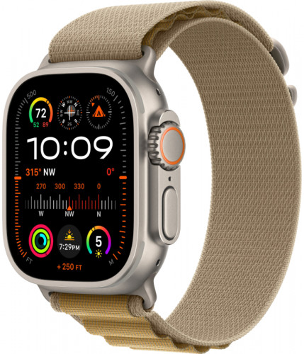 Apple Watch Ultra 2 GPS + Cellular 49mm, корпус из бежевого титана, ремешок Alpine "загар" M