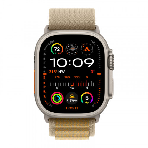Apple Watch Ultra 2 GPS + Cellular 49mm, корпус из бежевого титана, ремешок Alpine "загар" M