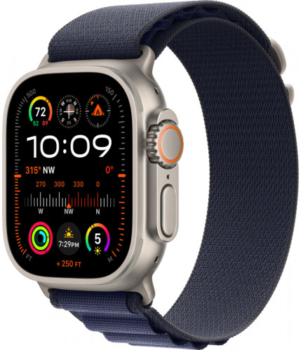 Apple Watch Ultra 2 GPS + Cellular 49mm, корпус из бежевого титана, ремешок Alpine тёмно-синего цвета M