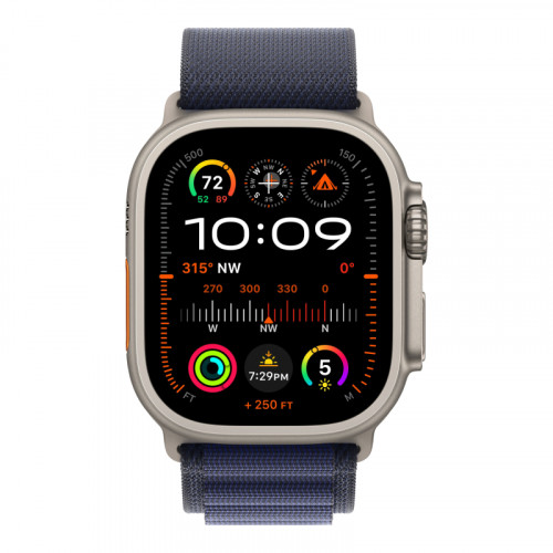 Apple Watch Ultra 2 GPS + Cellular 49mm, корпус из бежевого титана, ремешок Alpine тёмно-синего цвета M
