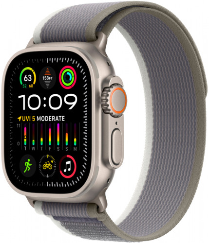 Apple Watch Ultra 2 GPS + Cellular 49mm, титановый корпус, ремешок Trail (Зеленый/Серый)