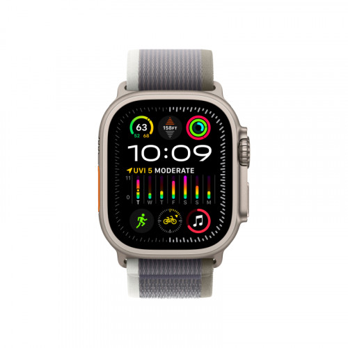 Apple Watch Ultra 2 GPS + Cellular 49mm, титановый корпус, ремешок Trail (Зеленый/Серый)