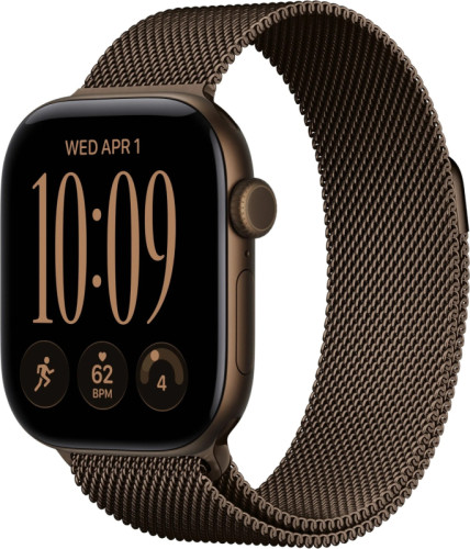 Apple Watch Series 12 46 mm, корпус из алюминия (Бронза), миланский сетчатый браслет