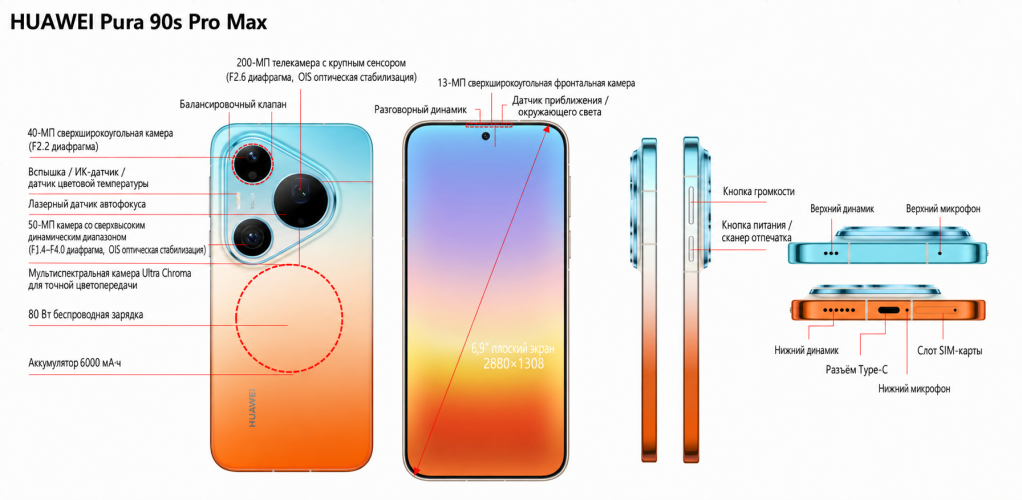 Смартфон Huawei Pura 90s Pro Max 12/512Gb (Черный)