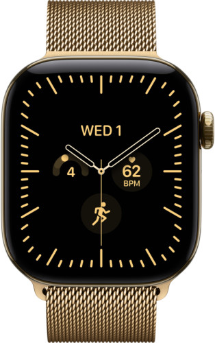 Apple Watch Series 12 42 mm, корпус из титана (Сияющее золото), миланский сетчатый браслет