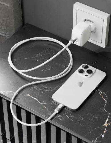 Дата-кабель VLP Force Line 30W USB-C + Lightning, 1.2m, белый