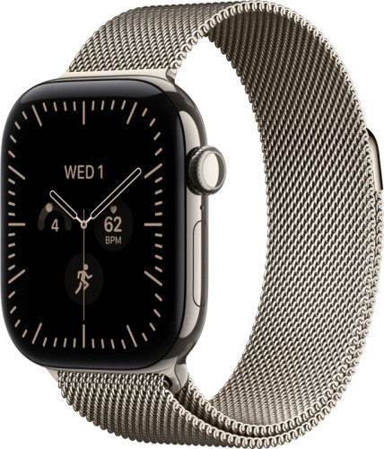 Apple Watch Series 12 42 mm, корпус из титана (Natural), миланский сетчатый браслет