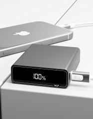Аккумулятор внешний VLP B-Energy 10000 mAh 30W, USB-C, USB-A , steel gray