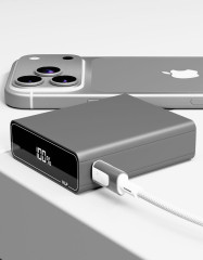 Аккумулятор внешний VLP B-Energy 10000 mAh 30W, USB-C, USB-A , steel gray