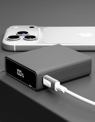 Аккумулятор внешний VLP B-Energy 10000 mAh 30W, USB-C, USB-A , steel gray